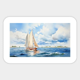 Sailboat on the Sea Watercolor Sticker